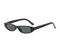 Pmssypl Lunettes de soleil rétro, design ovale fin, monture noire avec verres gris, monture transparente beige avec verres marrons, Noir , Einheitsgröße
