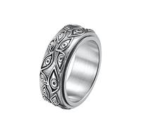 PMTIER Bague vintage en acier inoxydable pour homme avec gravure œil de Dieu Noir/doré/argenté, 6, Acier inoxydable, Métal.