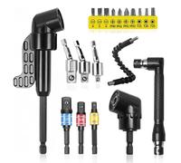 Pmueuff 20 Pièces Renvoi D'Angle Visseuse Kit, 105° Tournevis Flexible, 1/4" Embouts Vissage Courts, Renvoi D'angle Visseuse, Tiges D'extension Flexibles Pour Espaces Confinés Perceuse