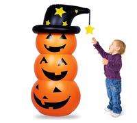 Pmueuff Décorations d'halloween, 4,59ft Citrouille Gonflable Tumbler avec Sorcières Chapeau, Décoration d'halloween Accessoires de Fête Intérieur et Extérieur pour Halloween, Jardin, Salon