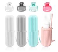 Pmueuff Etui Brosse a Dent Voyage, 4 Pièces Protege Brosse a Dent avec Protection Brosses à Dents, Portable Boite Brosse a Dents Voyage, pour Les Voyages à Domicile, Le Camping et la Randonnée