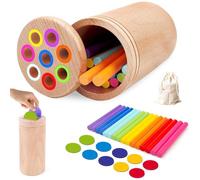 Pmueuff Jouet Montessori 1 2 3 Ans, Jeu de Tri des Couleurs Jouet en Bois Éducatif avec Activités de Tri Sensoriel Motricité Fine Apprendre Les Couleurs Cadeau Fille Garcon Bébés 1 2 3 Ans