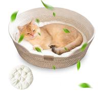 Pmueuff Lit pour Chat Universel Toutes Saisons, Panier Chat en Coton Tressé, Coussin Chat de 50 cm, Cat Bed avec Coussin pour Tous Les Chats