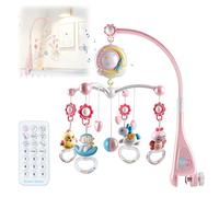 Pmueuff Mobile Musical Lit Bébé, Mobile Musicale pour Lits avec Veilleuse et Projecteur Mobile Lit Bebe avec 150 Berceuses Hochets Rotatifs Suspendus Boîte à Musique Télécommandée Jouet Bebe 0-24 Mois