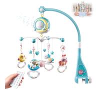 Pmueuff Mobile Musical Lit Bébé, Mobile Musicale pour Lits avec Veilleuse et Projecteur Mobile Lit Bebe avec 150 Berceuses Hochets Rotatifs Suspendus Boîte à Musique Télécommandée Jouet Bebe 0-24 Mois