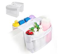 Pmueuff Rangement Jouet Bain, Filet Jouet Bain, Jouet Bain Bebe, Filet Rangement Jouet Bain avec 2 Compartiments, our Baignoire, Salle de Bain Blanc