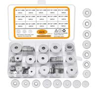 Pmueuff Rondelles en Acier Inoxydable, 225 Pièces Rondelles Plates Metal M3/M4/M5/M6/M8/M10/M12 Rondelle Étanchéité Ronde Fixation Meuble pour Vis Boulons, Ensembles d'Outils à Main