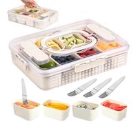 Pmueuff Snack Box Divisé, Plateau à Collation avec Couvercle et Poignée Snack Box Transparente Boîte à Collation Reusable avec 8 Compartiments Amovibles pour Noix Fruits Biscuits Snacks Bonbons