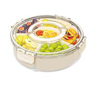 Pmueuff Snack Box Ronde, Plateau de Service Divisé avec Couvercle et Poignée Boîte à Collation Rotative avec 6 Compartiments Snack Box Spinner Plateau à Collation pour Noix Fruits Biscuit Snack Bonbon