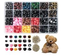 Pmueuff Yeux de Sécurité Amigurumi, 1040 Pcs Yeux et Nez de Sécurité avec Rondelles 6-14mm Yeux et Nez en Plastique Coloré pour Amigurumi Crochet Poupées Artisanales Animaux et Ours en Peluche