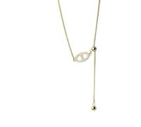 PMVRTHQV S925 Argent Réglable en Y Gland Creux Incrusté de Diamants Collier de Nez de Cochon avec Collier Coréen, or