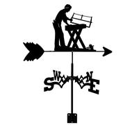 PMYIEXILA Girouette en métal avec revêtement rétro en acier inoxydable pour jardin, terrasse, cour - Charpentier