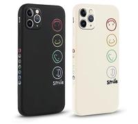 Pnakqil [2 Pezzi Cover per Apple iPhone 11 Pro Max 6.5",Aesthetic Custodia Smile Face Morbide Silicone Con DisegniProtezione Della Fotocamera Antiurto Ultra Carino Morbida Case per iPhone 11 Pro Max