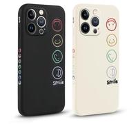 Pnakqil [2 Pezzi Cover per Apple iPhone 13 Pro 6.1", Aesthetic Custodia Morbide Silicone Con Smile Face Disegni, Con Protezione Della Fotocamera Antiurto Ultra Carino TPU Case per iPhone 13 Pro