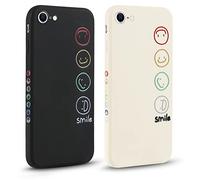 Pnakqil [2 Pezzi Cover per Apple iPhone 7/8/SE 2020/2022 4.7",Aesthetic Custodia Smile Face Morbide Silicone Con DisegniProtezione Della Fotocamera Antiurto Ultra Carino TPU Morbida Case