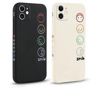 Pnakqil [2 Pezzi Cover per iPhone 11 6.1",Aesthetic Custodia Smile Face Morbide Silicone Con DisegniProtezione Della Fotocamera Antiurto Ultra Carino TPU Morbida Case per iPhone 11