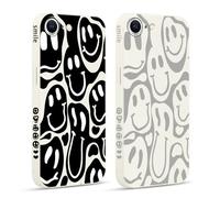 Pnakqil 2 Pièces Coque pour iPhone 16E 6,1", Etui avec Visage Souriant Joyeux Mignon Amusante Peint Dessin Latéral Mignon Case Souple Silicone Housse Téléphone Antichoc en Souple Fille Cover