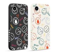 Pnakqil 2 Pièces Coque pour iPhone 17 Air 6,5", Etui avec Motif Sourire Visage Souriant Joyeux et Peint Dessin Latéral Souple Silicone Housse Téléphone Mince Antichoc Caméra Protection Cover