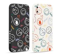 Pnakqil 2 Pièces Coque pour iPhone X/XS 5,8", Etui avec Motif Sourire Visage Souriant Joyeux et Peint Dessin Latéral Souple Silicone Housse Téléphone Mince Antichoc Caméra Protection Cover