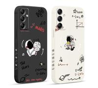 Pnakqil 2 Pièces Coque pour Samsung Galaxy A07 5G 6,7", Etui avec Motif Astronaute Mignon Formule et Peint Dessin Latéral Souple Silicone Case Housse Téléphone Mince Antichoc Caméra Protection Cover