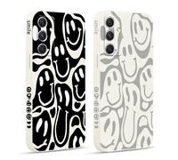 Pnakqil 2 Pièces Coque pour Samsung Galaxy A07 6,7", Etui avec Visage Souriant Joyeux Mignon Amusante Peint Dessin Latéral Mignon Case Souple Silicone Housse Téléphone Antichoc en Souple Fille Cover