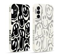 Pnakqil 2 Pièces Coque pour Samsung Galaxy A17 6,7", Etui avec Visage Souriant Joyeux Mignon Amusante Peint Dessin Latéral Mignon Case Souple Silicone Housse Téléphone Antichoc en Souple Fille Cover