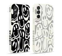 Pnakqil 2 Pièces Coque pour Samsung Galaxy A37 6,7", Etui avec Visage Souriant Joyeux Mignon Amusante Peint Dessin Latéral Mignon Case Souple Silicone Housse Téléphone Antichoc en Souple Fille Cover
