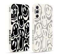 Pnakqil 2 Pièces Coque pour Samsung Galaxy A57 6,7", Etui avec Visage Souriant Joyeux Mignon Amusante Peint Dessin Latéral Mignon Case Souple Silicone Housse Téléphone Antichoc en Souple Fille Cover