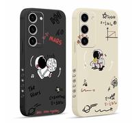 Pnakqil 2 Pièces Coque pour Samsung Galaxy S23 5G 6,1", Etui avec Motif Astronaute Mignon et Peint Dessin Latéral Souple Silicone Case Housse Téléphone Ultra Mince Antichoc Caméra Protection Cover