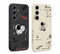 Pnakqil 2 Pièces Coque pour Samsung Galaxy S24 5G 6,2", Etui avec Motif Astronaute Mignon et Peint Dessin Latéral Souple Silicone Case Housse Téléphone Ultra Mince Antichoc Caméra Protection Cover