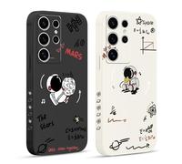 Pnakqil 2 Pièces Coque pour Samsung Galaxy S25 Ultra 5G 6,8", Etui avec Motif Astronaute Mignon Formule et Peint Dessin Latéral Silicone Case Housse Téléphone Ultra Antichoc Caméra Protection Cover