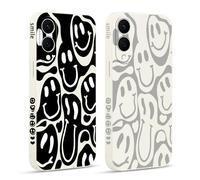 Pnakqil 2 Pièces Coque pour Samung Galaxy S25 Edge 5G 6,7", Etui avec Visage Souriant Joyeux Mignon Amusante Peint Dessin Latéral Mignon Case Silicone Housse Téléphone Antichoc en Fille Cover