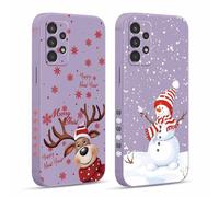 Pnakqil 2 Pièces Noël Coque pour Samsung Galaxy A13 4G 6,6",Etui avec Motif de Noel Bonhomme Mignon Cerf Sapins de Noël Cover Cadeau de Housse Protection Christmas Fille Enfant Case,5