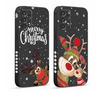Pnakqil 2 Pièces Noël Coque pour Samsung Galaxy A13 4G 6,6",Etui avec Motif de Noel Mignon Cerf Flocon Neige de Noël Cover Cadeau de Housse Protection Christmas Fille Enfant Case,1