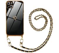 Pnakqil Coque pour Apple iPhone 11 Pro Max 6.5" avec Cordon, Case avec Chaîne Métallique-Housse, TPU Silicone Motif Coeur d'amour Mignon Étui Bumper Protection de Collier Lanyard Cases, Noir