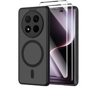Pnakqil Coque pour Honor Magic 7 Lite 5G Compatible avec MagSafe,Givré Translucide Magnétique Housse mit 2 Verre Trempé,Antichoc Anti-Rayures Anti-Jaune Contre Les Chutes Mat Rigide Étui Case,Noir