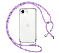 Pnakqil Coque pour iPhone 17E/iPhone 16E/iPhone SE 4 2025 avec Cordon, Transparente Silicone Housse avec Réglable de Collier Anti-chute Etui pour iPhone 17E 6,1 Pouces, Ètuis à Bandoulière [Violet 01]