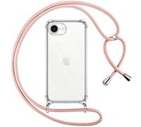 Pnakqil Coque pour iPhone 17E/iPhone 16E/iPhone SE 4 2025 avec Cordon, Transparente Silicone Housse avec Réglable de Collier Anti-Chute Etui pour iPhone 17E, Ètuis à Bandoulière 6,1", Rose