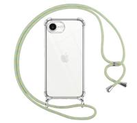 Pnakqil Coque pour iPhone 17E/iPhone 16E/iPhone SE 4 2025 avec Cordon, Transparente Silicone Housse avec Réglable de Collier Anti-Chute Etui pour iPhone 17E, Ètuis à Bandoulière 6,1", Vert