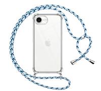 Pnakqil Coque pour iPhone 17E/iPhone 16E/iPhone SE 4 2025 avec Cordon, Transparente Silicone Housse avec Réglable de Collier Anti-Chute Etui pour iPhone 17E, Ètuis à Bandoulière 6,1", Bleu