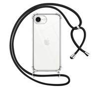 Pnakqil Coque pour iPhone 17E/iPhone 16E/iPhone SE 4 2025 avec Cordon, Transparente Silicone Housse avec Réglable de Collier Anti-Chute Etui pour iPhone 17E, Ètuis à Bandoulière 6,1", Noir
