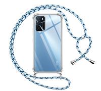 Pnakqil Coque pour Oppo A16/A16s/A54s avec Cordon, Transparente Silicone Housse avec Réglable de Collier Anti-Chute Etui pour Oppo A16/A16s/A54s, Ètuis à Bandoulière 6.52", Bleu