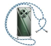 Pnakqil Coque pour Oppo Reno 12 FS(5G/4G)/Oppo Reno 12F(5G/4G) avec Cordon, Transparente Silicone Housse avec Réglable de Collier Anti-Chute Etui pour nan, Ètuis à Bandoulière 6.67", Bleu