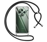 Pnakqil Coque pour Oppo Reno 12 FS(5G/4G)/Oppo Reno 12F(5G/4G) avec Cordon, Transparente Silicone Housse avec Réglable de Collier Anti-Chute Etui pour nan, Ètuis à Bandoulière 6.67", Noir