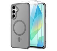 Pnakqil Coque pour Samsung Galaxy A16 5G/4G Compatible avec MagSafe,Givré Translucide Magnétique Housse mit 2 Verre Trempé,Antichoc Anti-Rayures Anti-Jaune Mat Rigide Étui Case,Gris