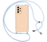 Pnakqil Coque pour Samsung Galaxy A33 5G avec Cordon, Transparente Silicone Housse avec Réglable de Collier Anti-Chute Etui pour Samsung A33 5G, Ètuis à Bandoulière 6.4", Violet