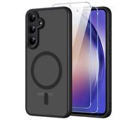 Pnakqil Coque pour Samsung Galaxy A54 5G Compatible avec MagSafe,Givré Translucide Magnétique Housse mit 2 Verre Trempé,Antichoc Anti-Rayures Anti-Jaune Contre Les Chutes Mat Rigide Étui Case,Noir