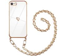Pnakqil Coque pour Samsung Galaxy S20 FE 4G/5G/S20 Lite 6,5" avec Cordon, Case avec Chaîne Métallique-Housse, TPU Silicone Motif Coeur Mignon Étui Bumper Protection de Collier Lanyard Cases, Blanc