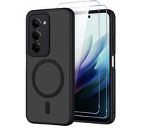 Pnakqil Coque pour Xiaomi Redmi 15 4G/5G Compatible avec MagSafe,Givré Translucide Magnétique Housse mit 2 Verre Trempé,Antichoc Anti-Rayures Anti-Jaune Contre Les Chutes Mat Rigide Étui Case,Noir