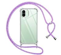 Pnakqil Coque pour Xiaomi Redmi A1/Redmi A2 avec Cordon, Transparente Silicone Housse avec Réglable de Collier Anti-Chute Etui pour Redmi A2/A1 6.52 Pouces, Ètuis à Bandoulière [Violet 01]